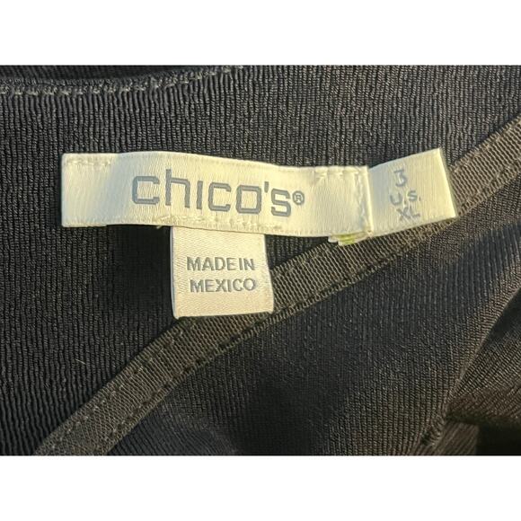 Chico's Dress Size XL Black Liquid Knit Back Tie Cocktail Preppy Holidays Party - Picture 6 of 6